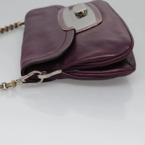 PRADA Chain Shoulder Bag Leather Purple Auth - Picture 4 of 16